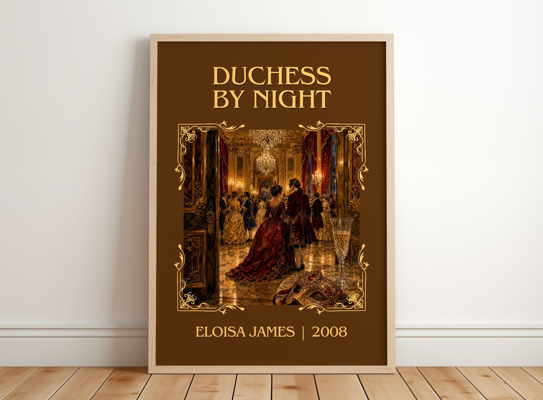Duchess by Night Classic Book Art Print by Eloisa James – framed print leaning on a wooden floor