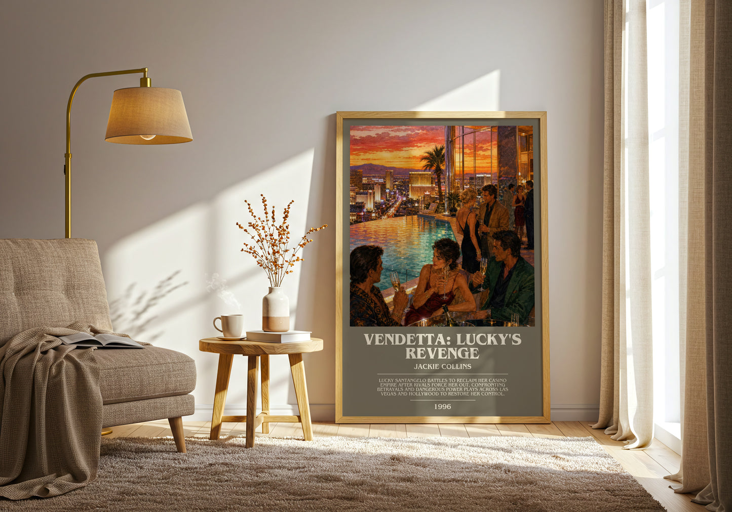 Vendetta: Lucky'S Revenge bookish print on bookshelf – Jackie Collins fan gift