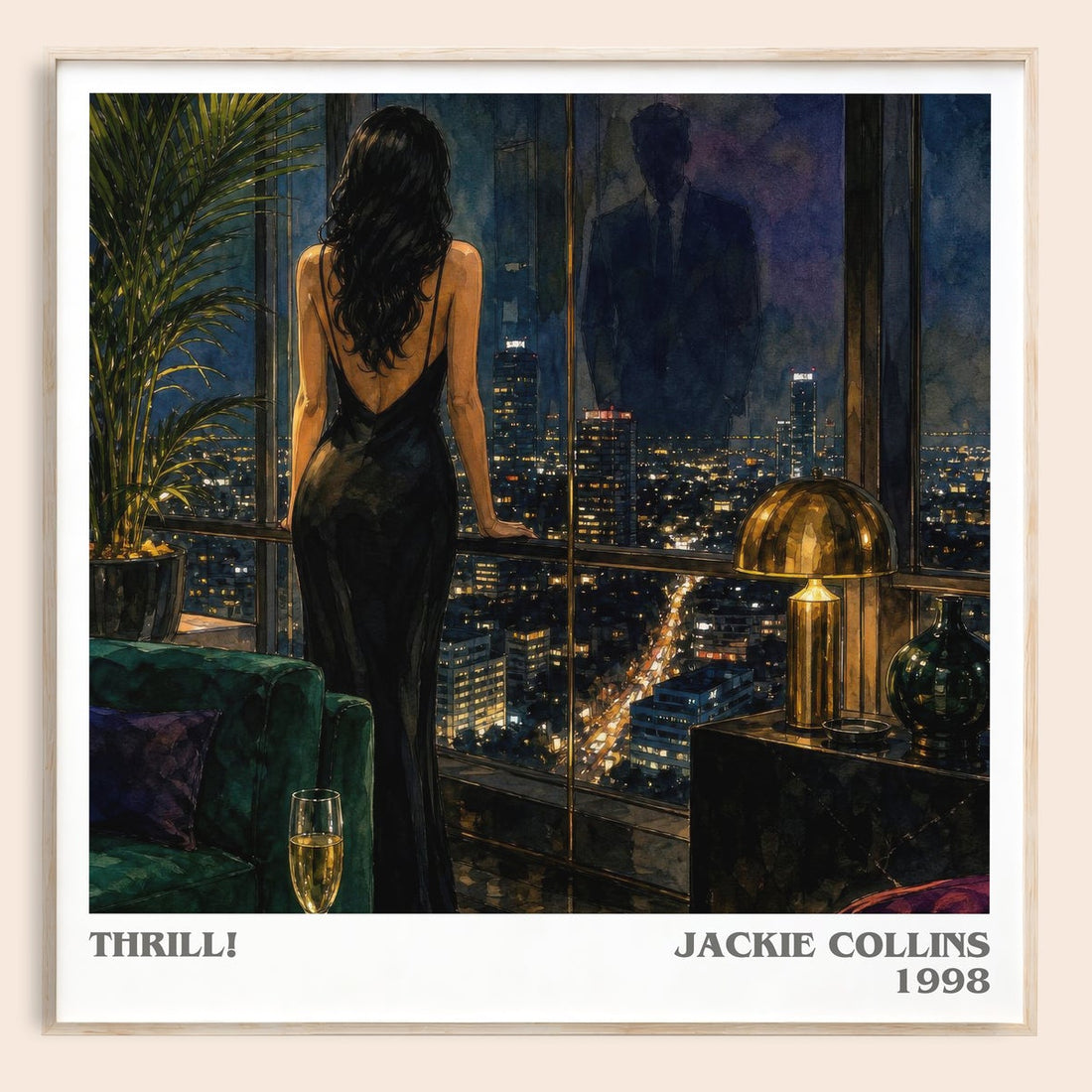 Thrill! literary book poster by Jackie Collins – framed literary art print