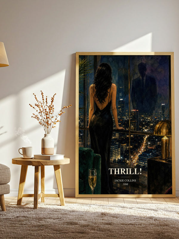 Thrill! watercolour print in frame leaning in hallway – romance wall art