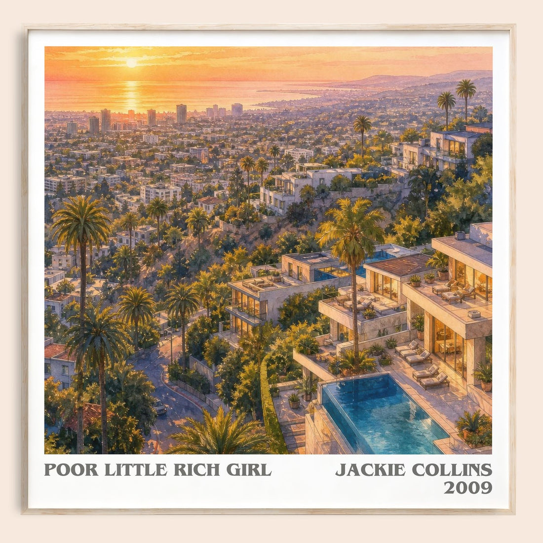 Poor Little Rich Girl literary book poster by Jackie Collins – framed literary art print