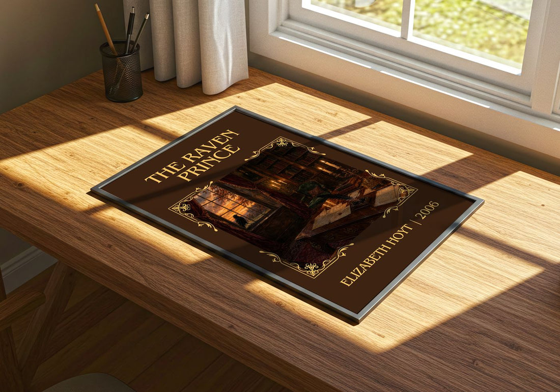 The Raven Prince Classic Book Art Print by Elizabeth Hoyt – print on a sunlit desk