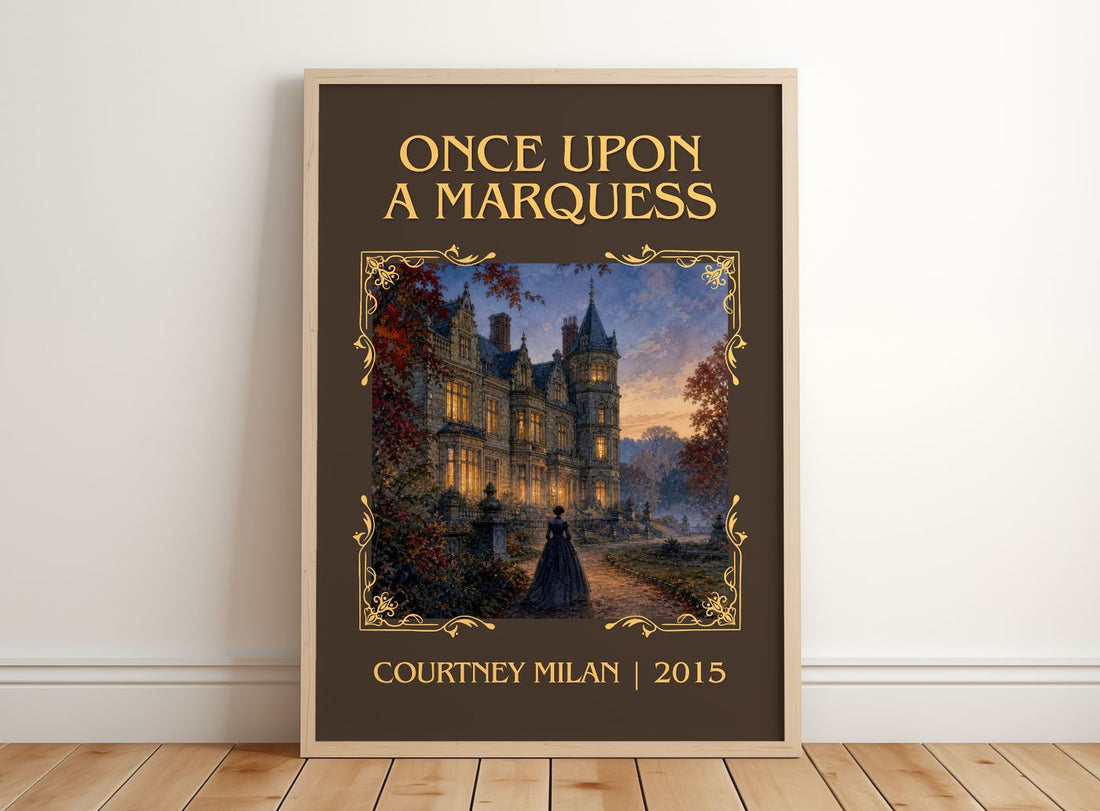 Once Upon a Marquess Classic Book Art Print by Courtney Milan – framed print leaning on a wooden floor