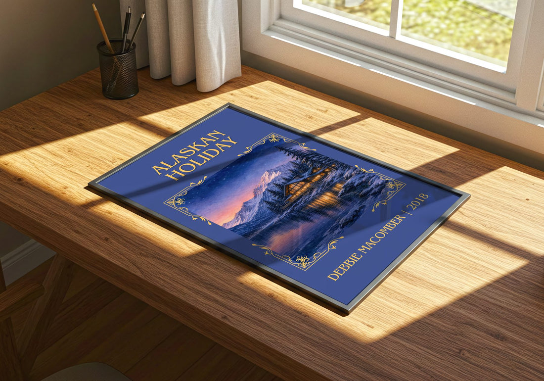 Alaskan Holiday Classic Book Art Print by Debbie Macomber – print on a sunlit desk