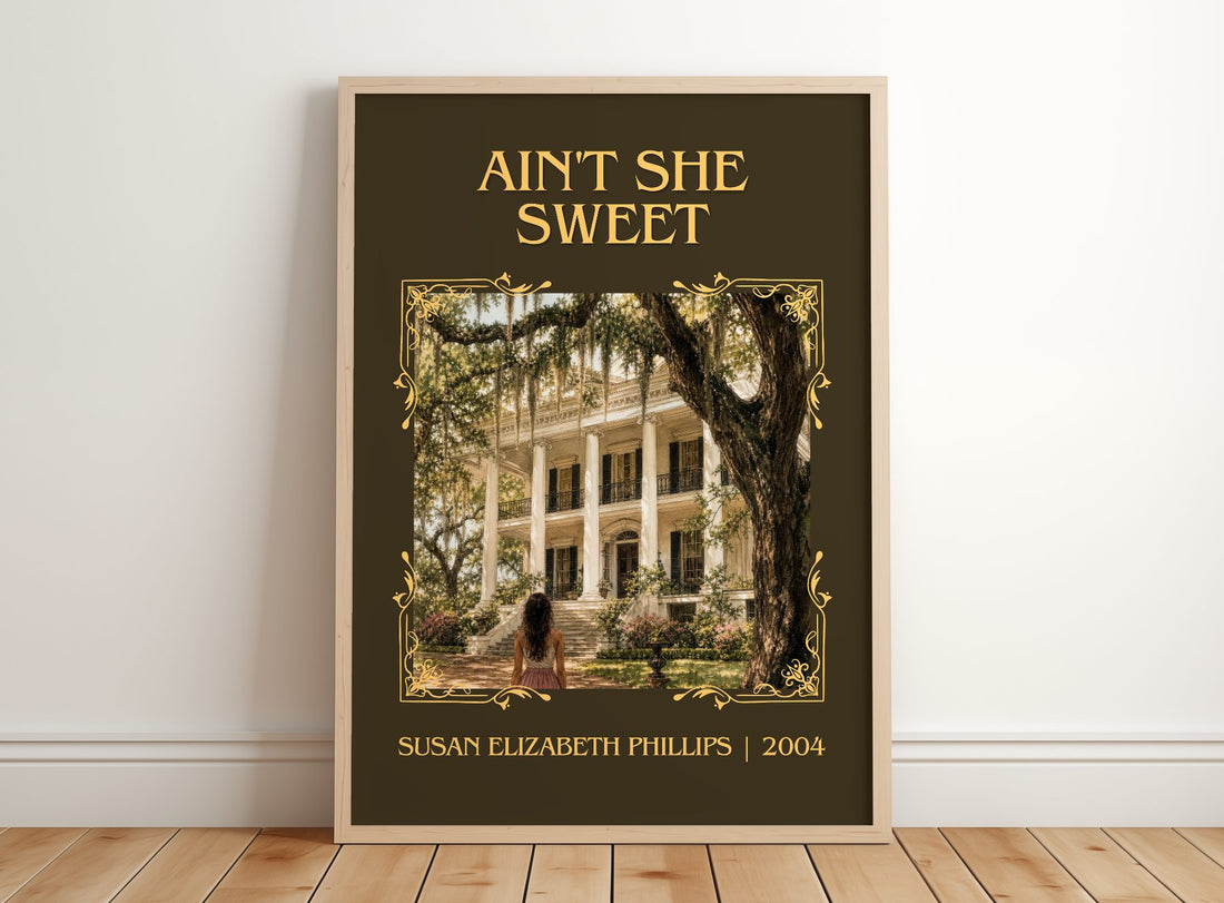 Ain't She Sweet Classic Book Art Print by Susan Elizabeth Phillips – framed print leaning on a wooden floor