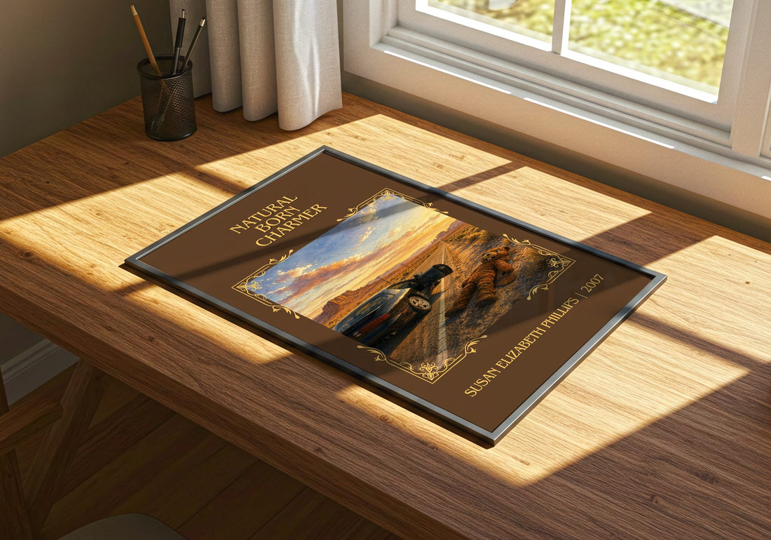 Natural Born Charmer Classic Book Art Print by S. Phillips – print on a sunlit desk