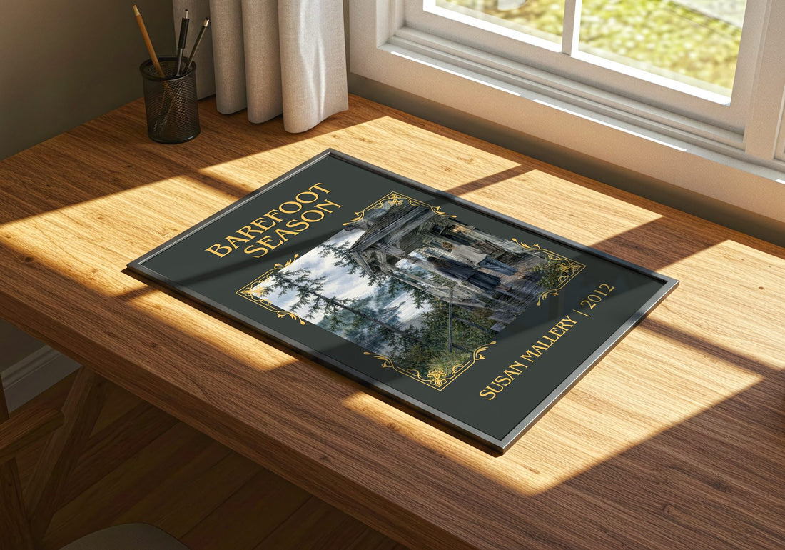 Barefoot Season Classic Book Art Print by Susan Mallery – print on a sunlit desk