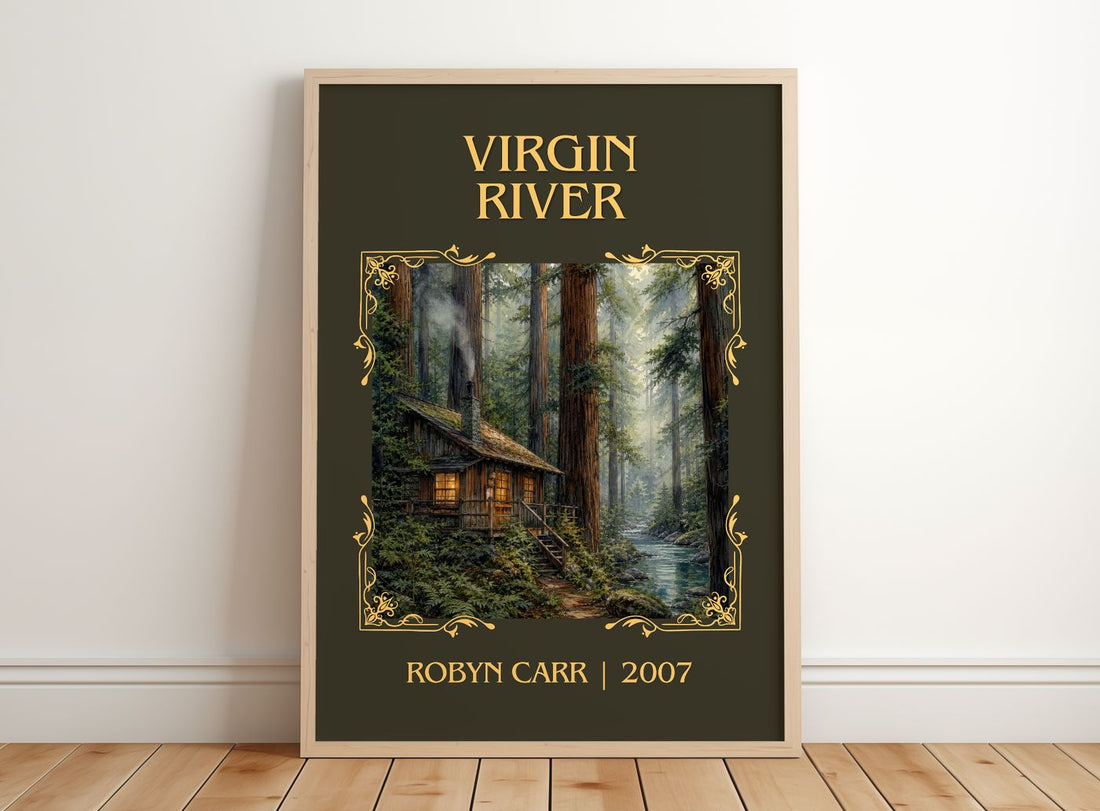 Virgin River Classic Book Art Print by Robyn Carr – framed print leaning on a wooden floor