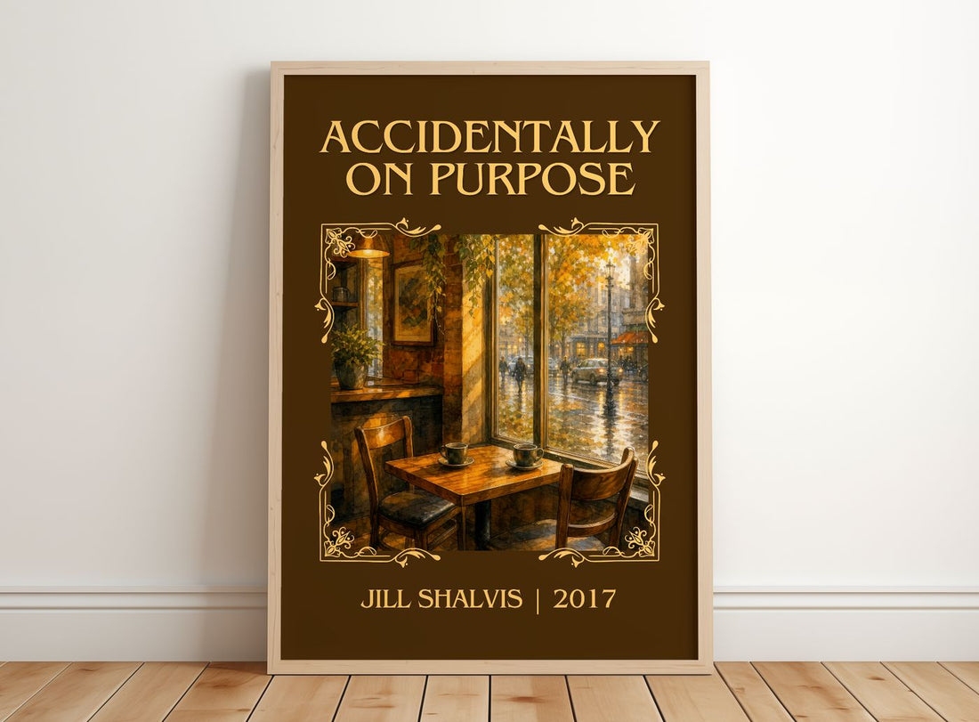 Accidentally on Purpose Classic Book Art Print by Jill Shalvis – framed print leaning on a wooden floor
