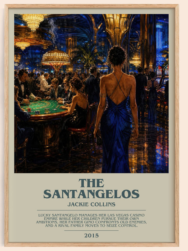 The Santangelos bookish book poster by Jackie Collins – framed literary art print