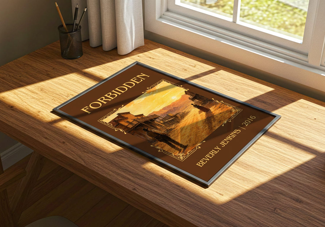 Forbidden Classic Book Art Print by Beverly Jenkins – print on a sunlit desk