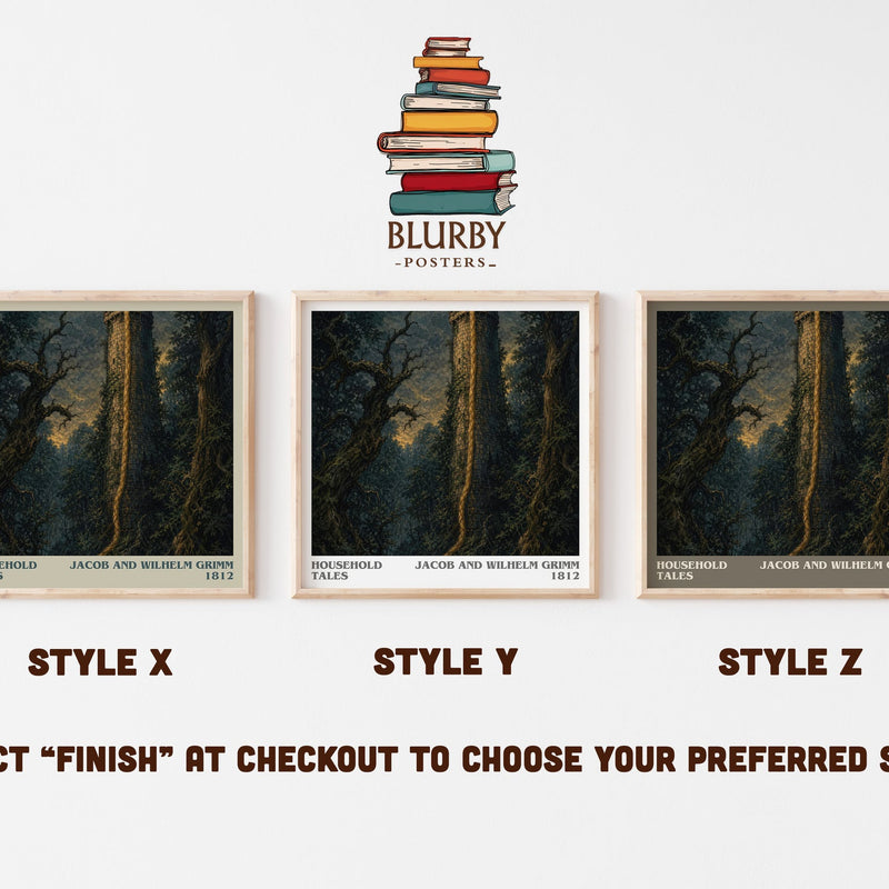 Household Tales literary print in frame leaning in hallway – childrens wall art
