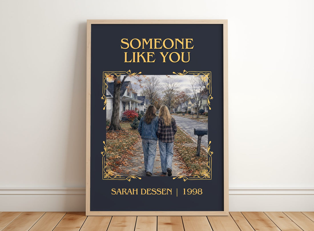 Someone Like You Classic Book Art Print by Sarah Dessen – framed print leaning on a wooden floor
