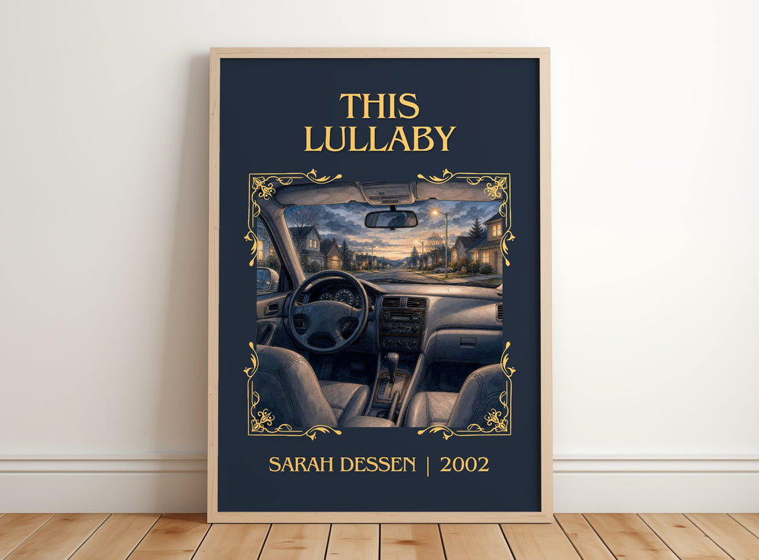 This Lullaby Classic Book Art Print by Sarah Dessen – framed print leaning on a wooden floor