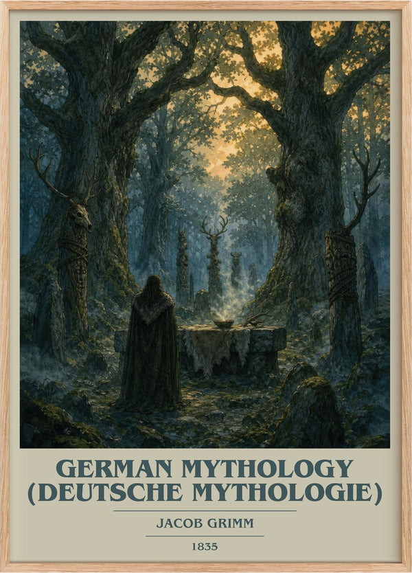 German Mythology (Deutsche Mythologie) Book Cover Poster by J. Grimm