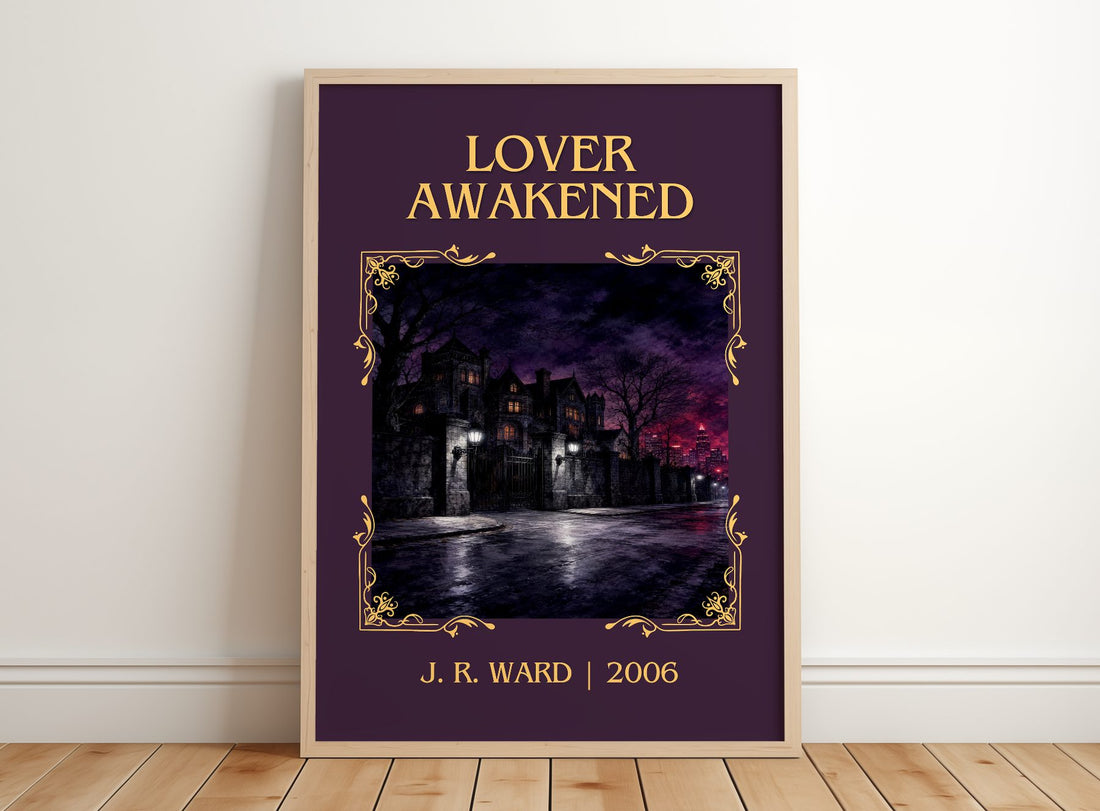 Lover Awakened Classic Book Art Print by J. R. Ward – framed print leaning on a wooden floor
