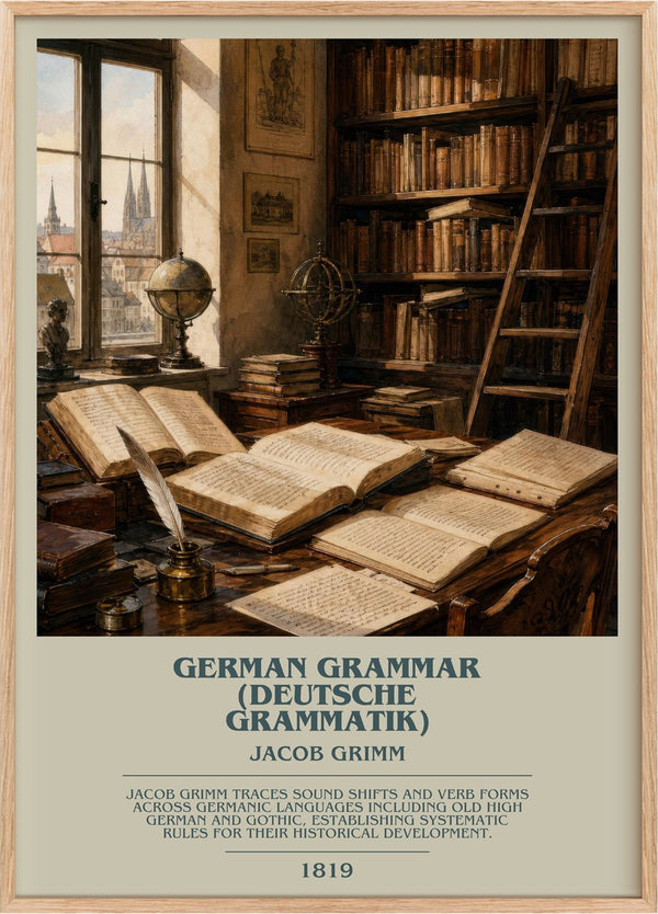 German Grammar (Deutsche Grammatik) Bookish Wall Art by Jacob Grimm
