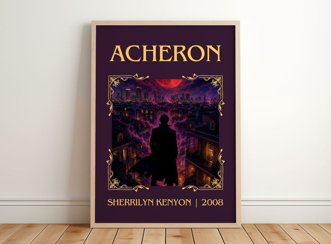 Acheron Classic Book Art Print by Sherrilyn Kenyon – framed print leaning on a wooden floor