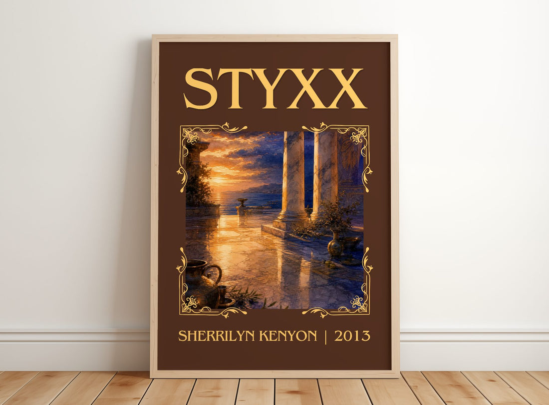 Styxx Classic Book Art Print by Sherrilyn Kenyon – framed print leaning on a wooden floor