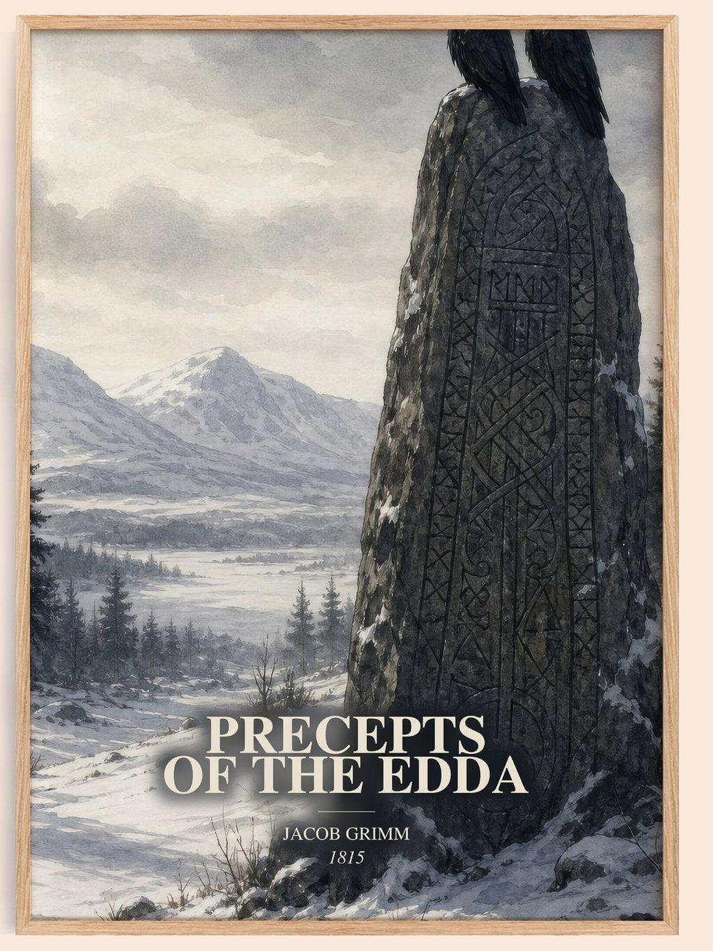 Precepts Of The Edda watercolour book poster by Jacob Grimm – framed literary art print