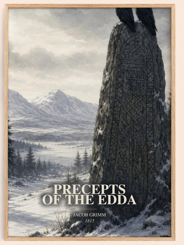 Precepts Of The Edda watercolour book poster by Jacob Grimm – framed literary art print