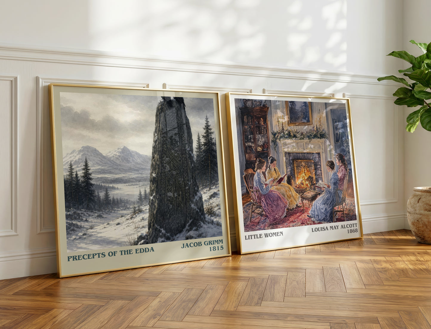 Precepts Of The Edda literary print on bookshelf – Jacob Grimm fan gift