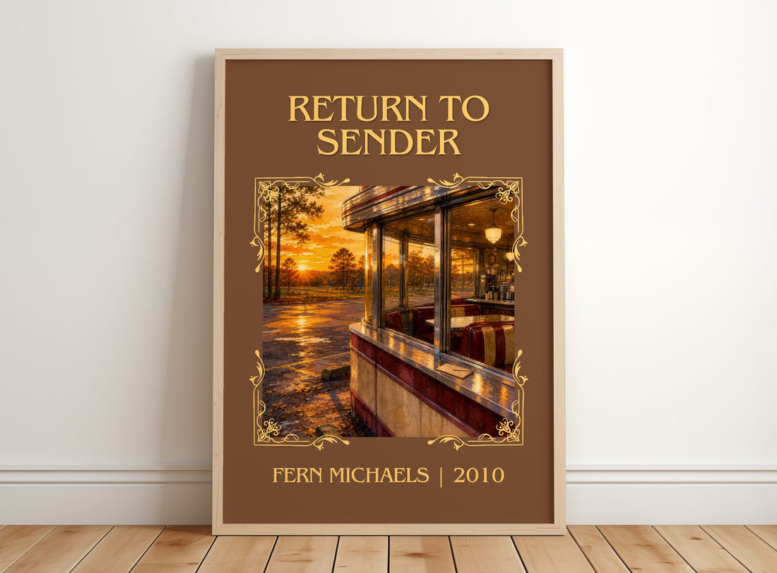 Return to Sender Classic Book Art Print by Fern Michaels – framed print leaning on a wooden floor
