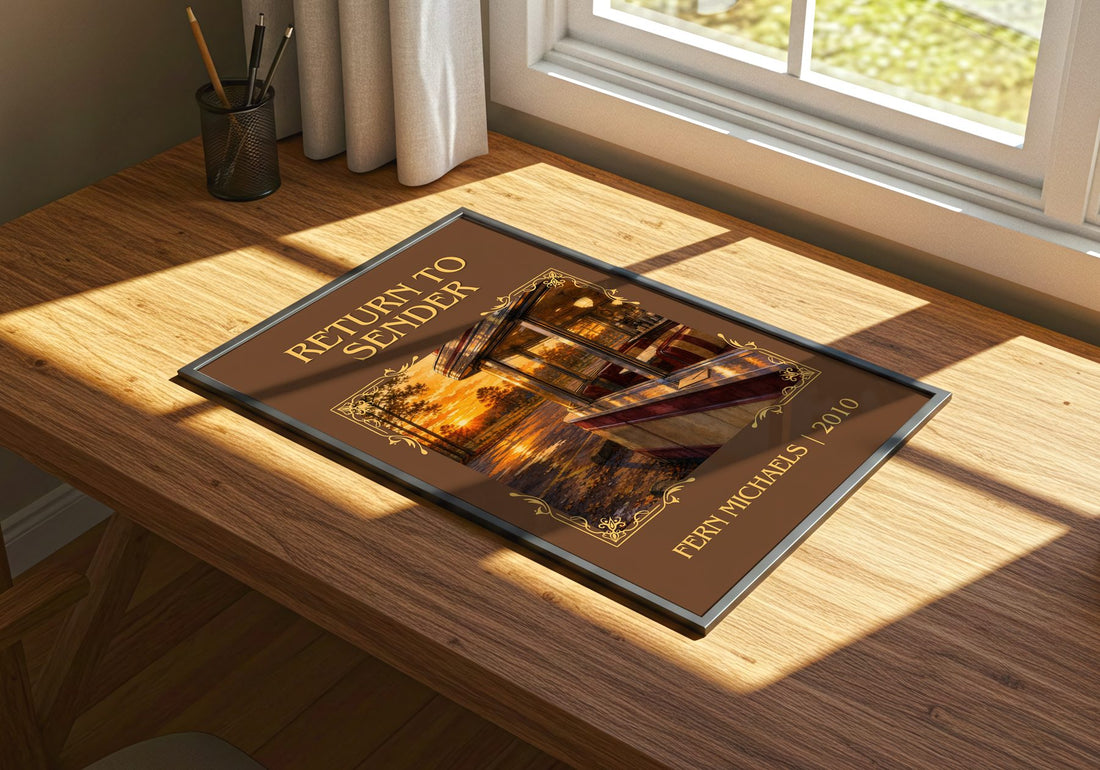 Return to Sender Classic Book Art Print by Fern Michaels – print on a sunlit desk