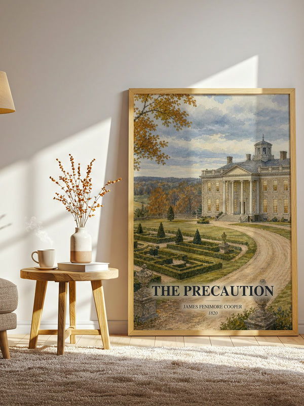 The Precaution watercolour print in frame leaning in hallway – romance wall art