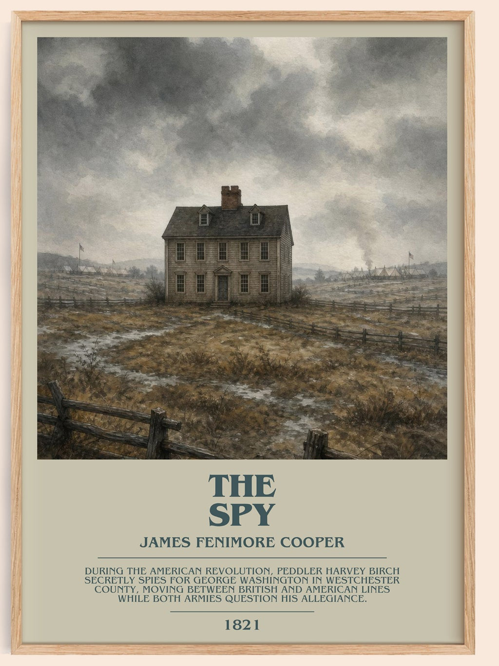 The Spy bookish book poster by James Fenimore Cooper – framed literary art print