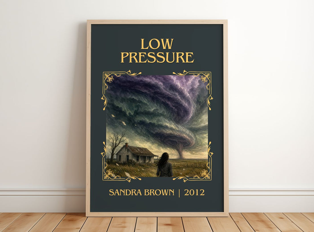 Low Pressure Classic Book Art Print by Sandra Brown – framed print leaning on a wooden floor