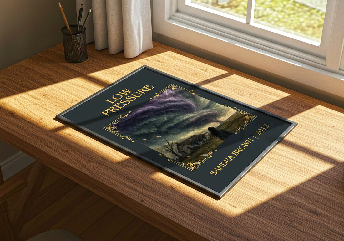 Low Pressure Classic Book Art Print by Sandra Brown – print on a sunlit desk