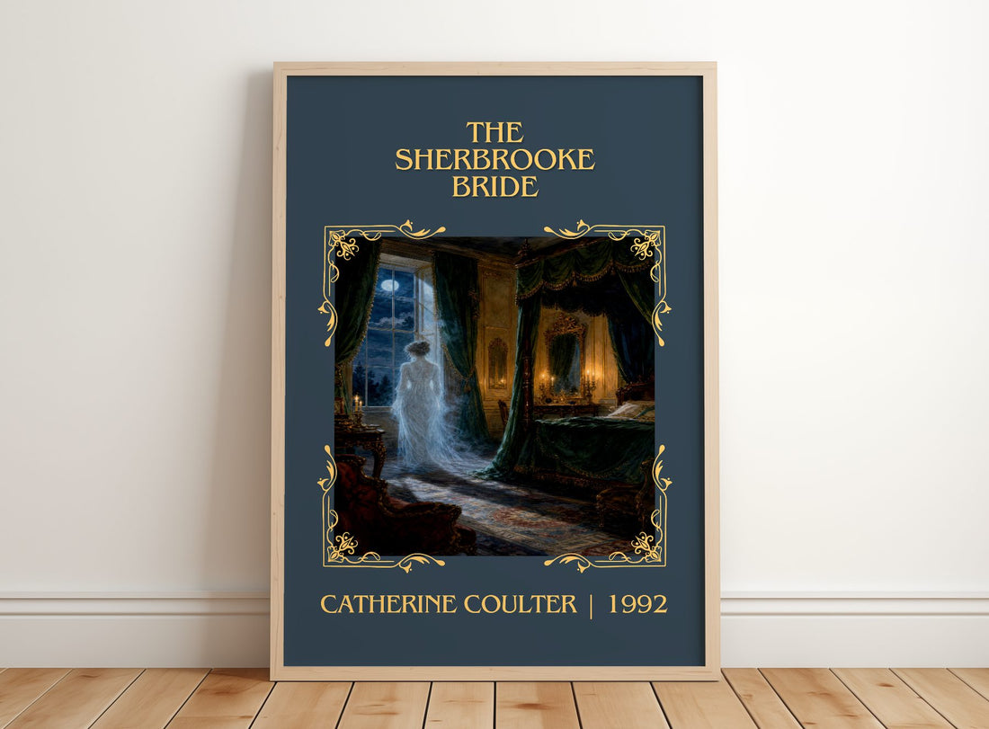 The Sherbrooke Bride Classic Book Art Print by Catherine Coulter – framed print leaning on a wooden floor