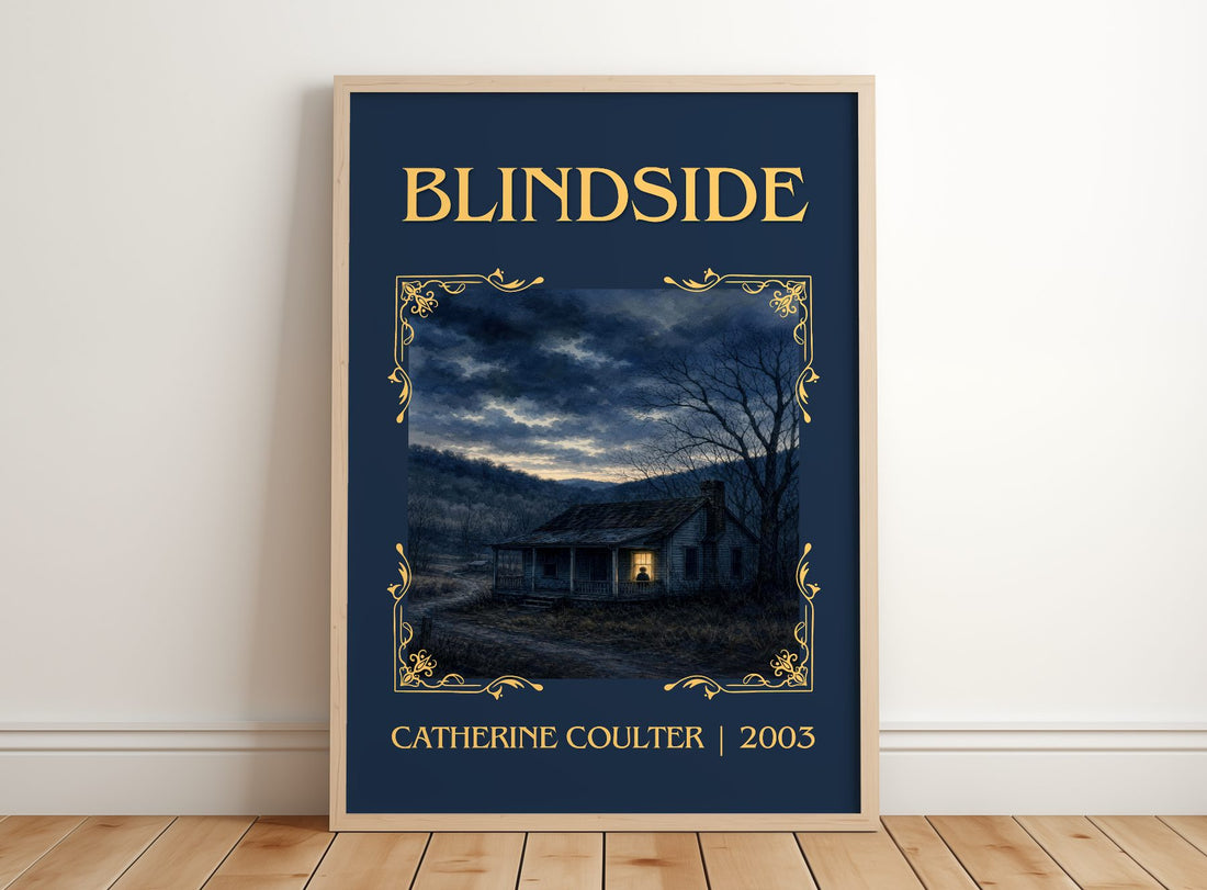 Blindside Classic Book Art Print by Catherine Coulter – framed print leaning on a wooden floor