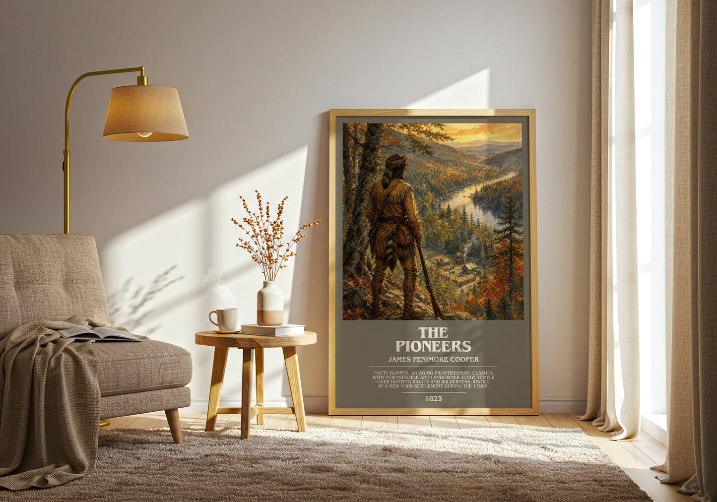 The Pioneers bookish print on bookshelf – James Fenimore Cooper fan gift