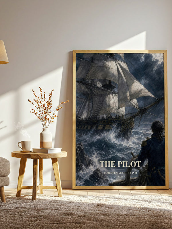 The Pilot watercolour print in frame leaning in hallway – historical fiction wall art