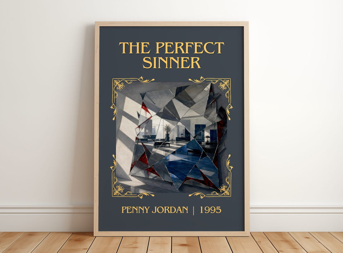 The Perfect Sinner Classic Book Art Print by Penny Jordan – framed print leaning on a wooden floor