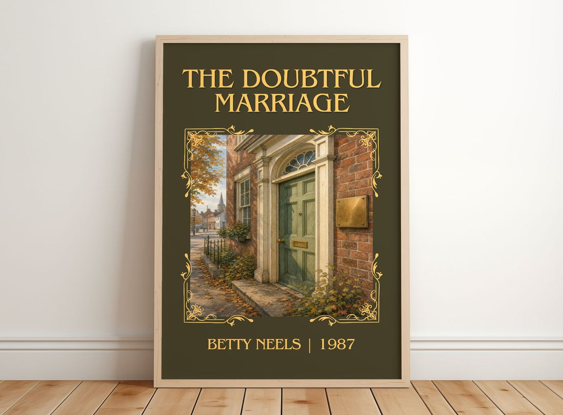The Doubtful Marriage Classic Book Art Print by Betty Neels – framed print leaning on a wooden floor