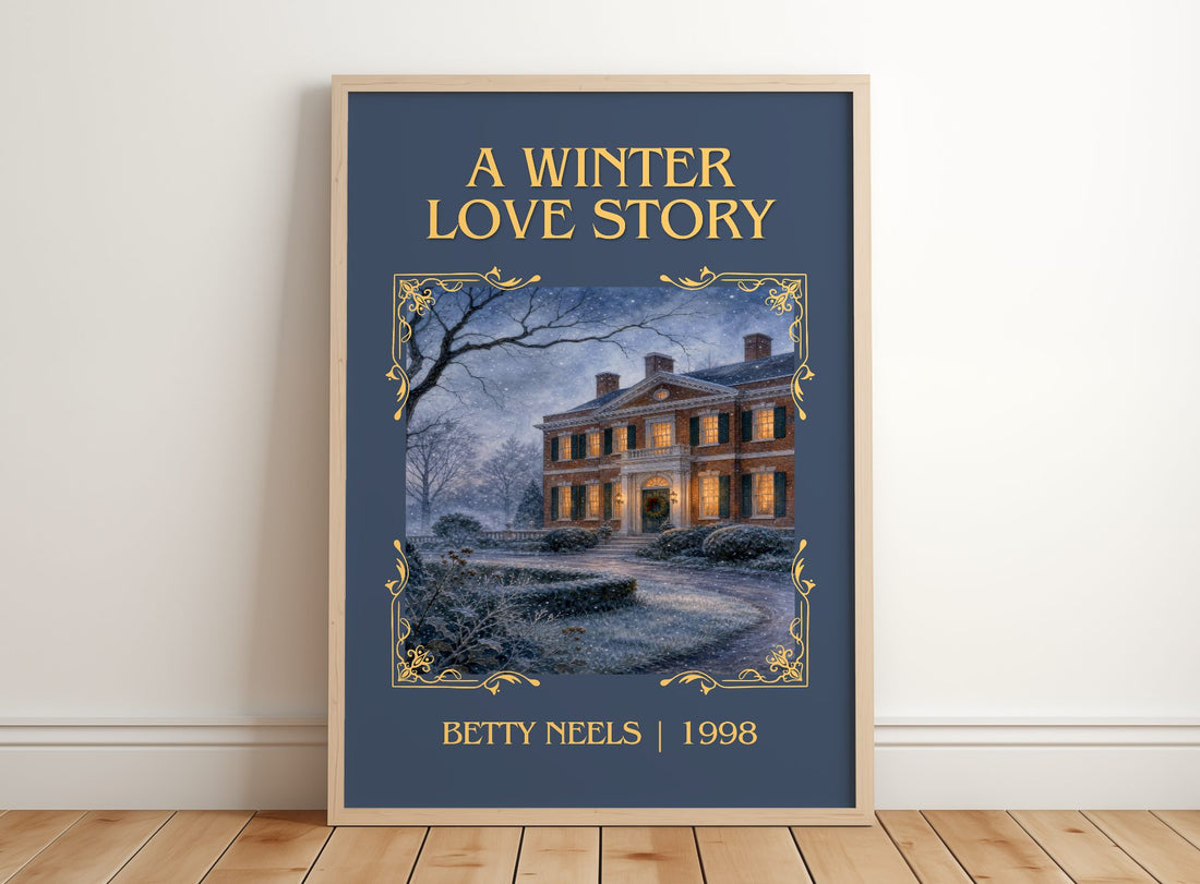A Winter Love Story Classic Book Art Print by Betty Neels – framed print leaning on a wooden floor