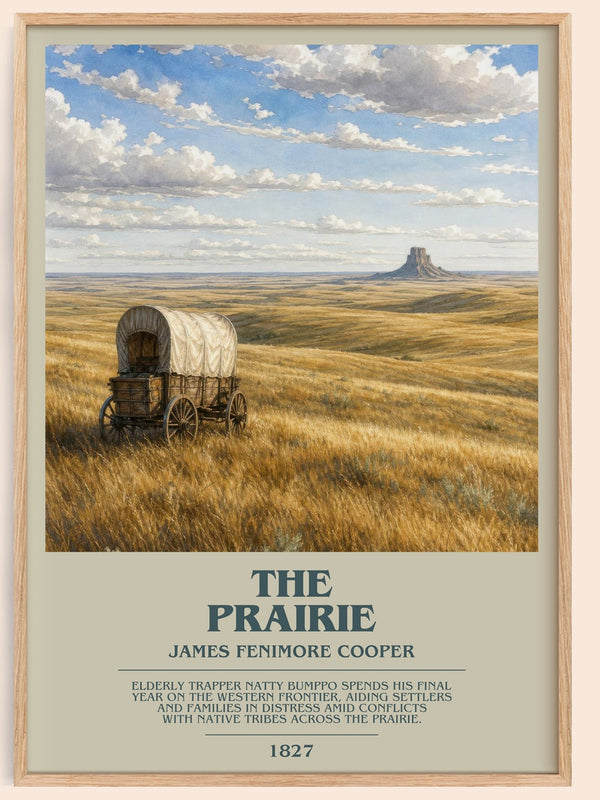 The Prairie bookish book poster by James Fenimore Cooper – framed literary art print
