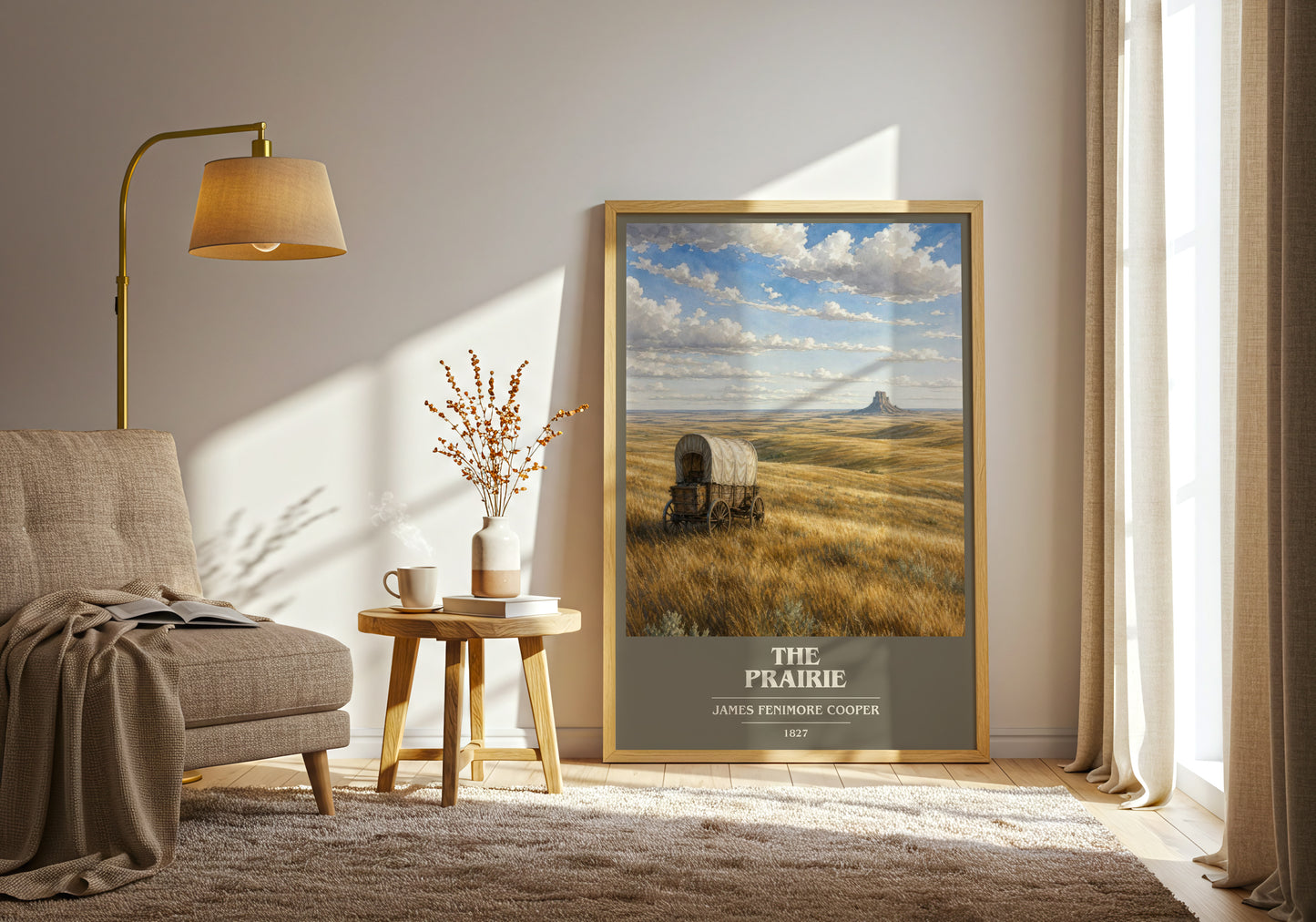 The Prairie book cover print on bookshelf – James Fenimore Cooper fan gift