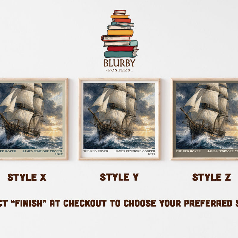 The Red Rover literary print in frame leaning in hallway – adventure wall art