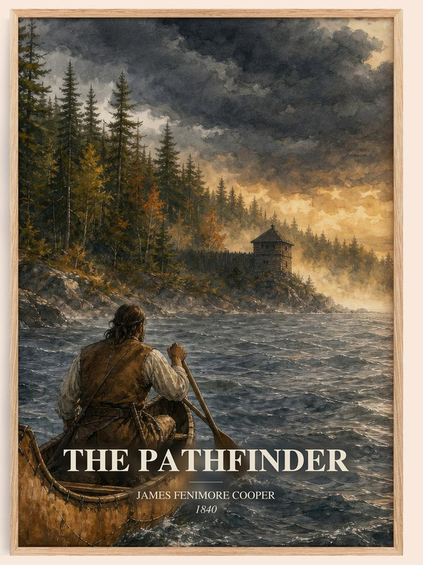 The Pathfinder watercolour book poster by James Fenimore Cooper – framed literary art print