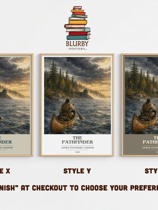 The Pathfinder book cover print in frame leaning in hallway – historical fiction wall art