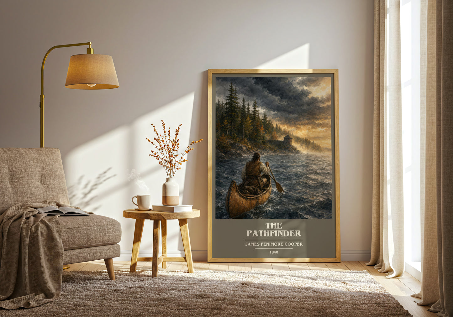The Pathfinder book cover print on bookshelf – James Fenimore Cooper fan gift