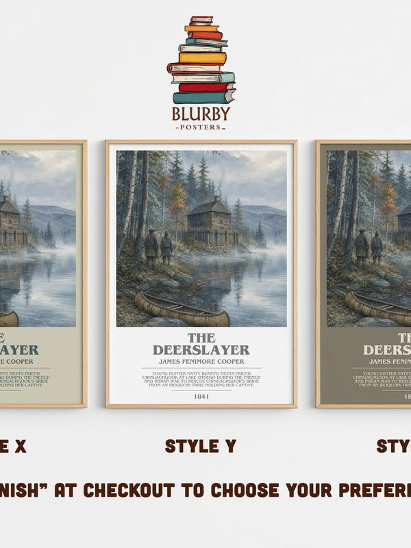 The Deerslayer bookish print in frame leaning in hallway – adventure wall art