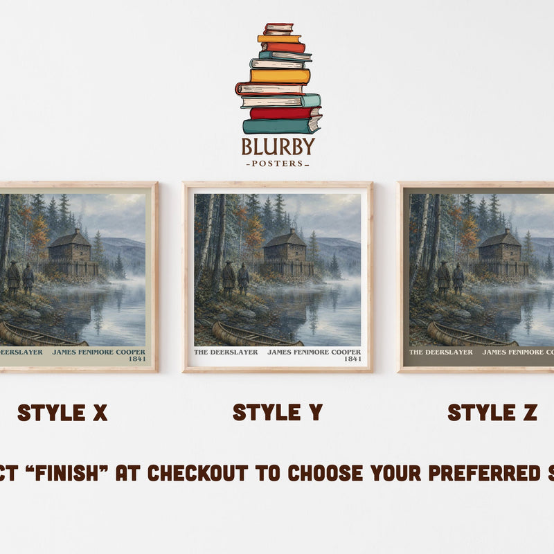 The Deerslayer literary print in frame leaning in hallway – adventure wall art
