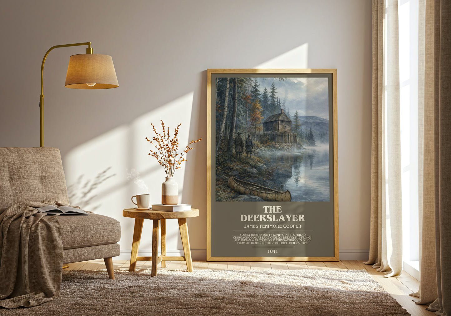 The Deerslayer bookish print on bookshelf – James Fenimore Cooper fan gift