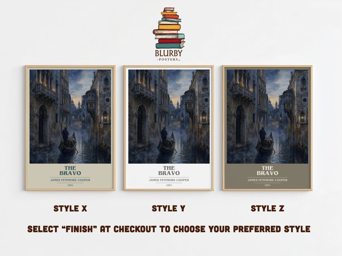 The Bravo book cover print in frame leaning in hallway – historical fiction wall art (mockup)