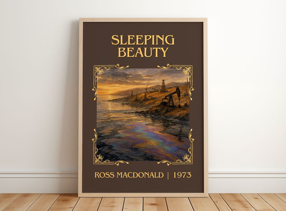 Sleeping Beauty Classic Book Art Print by Ross Macdonald – framed print leaning on a wooden floor